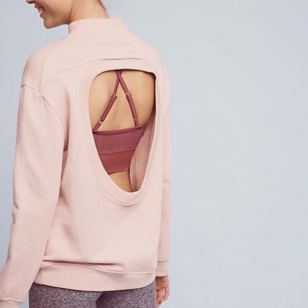 Varley Rochester Pink Cutout Back Sweatshirt Pilates Princess